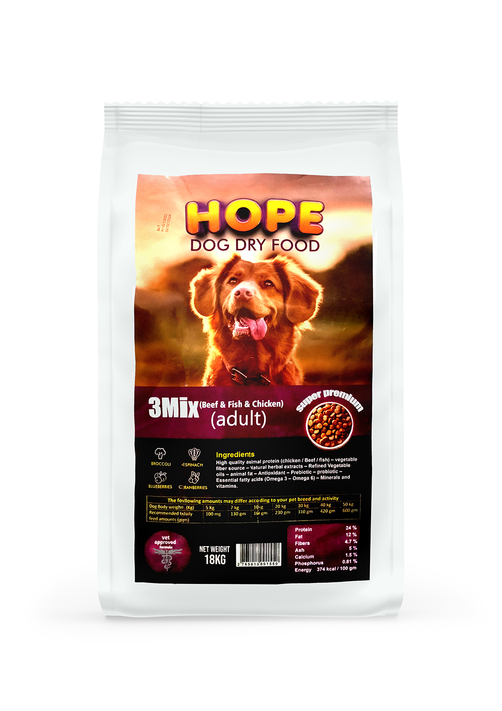 Hope For Adult Dog 3Mix (Beef ,Fish & Chicken) 18Kg