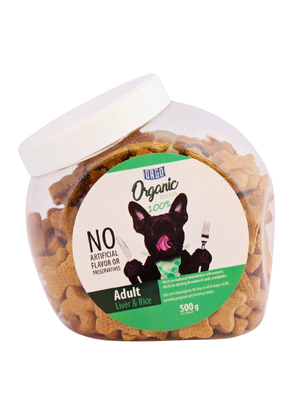 Orgo Organic Biscuits For Dogs With Liver And Rice 500 gr