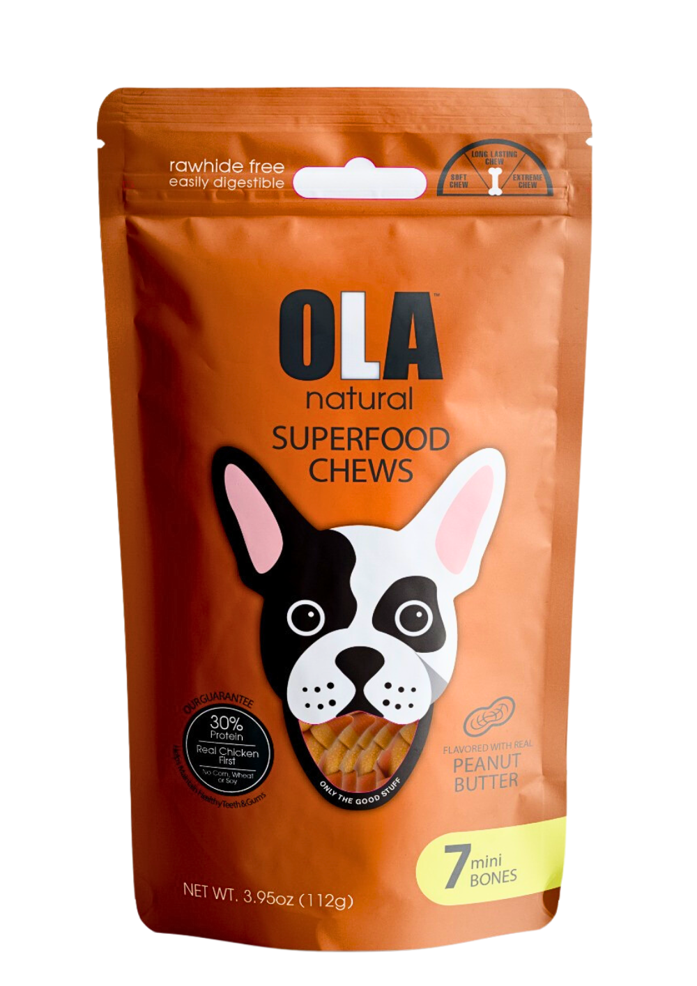 Ola Natural Peanut Butter 7 Mini Bones Dog Treats 100g