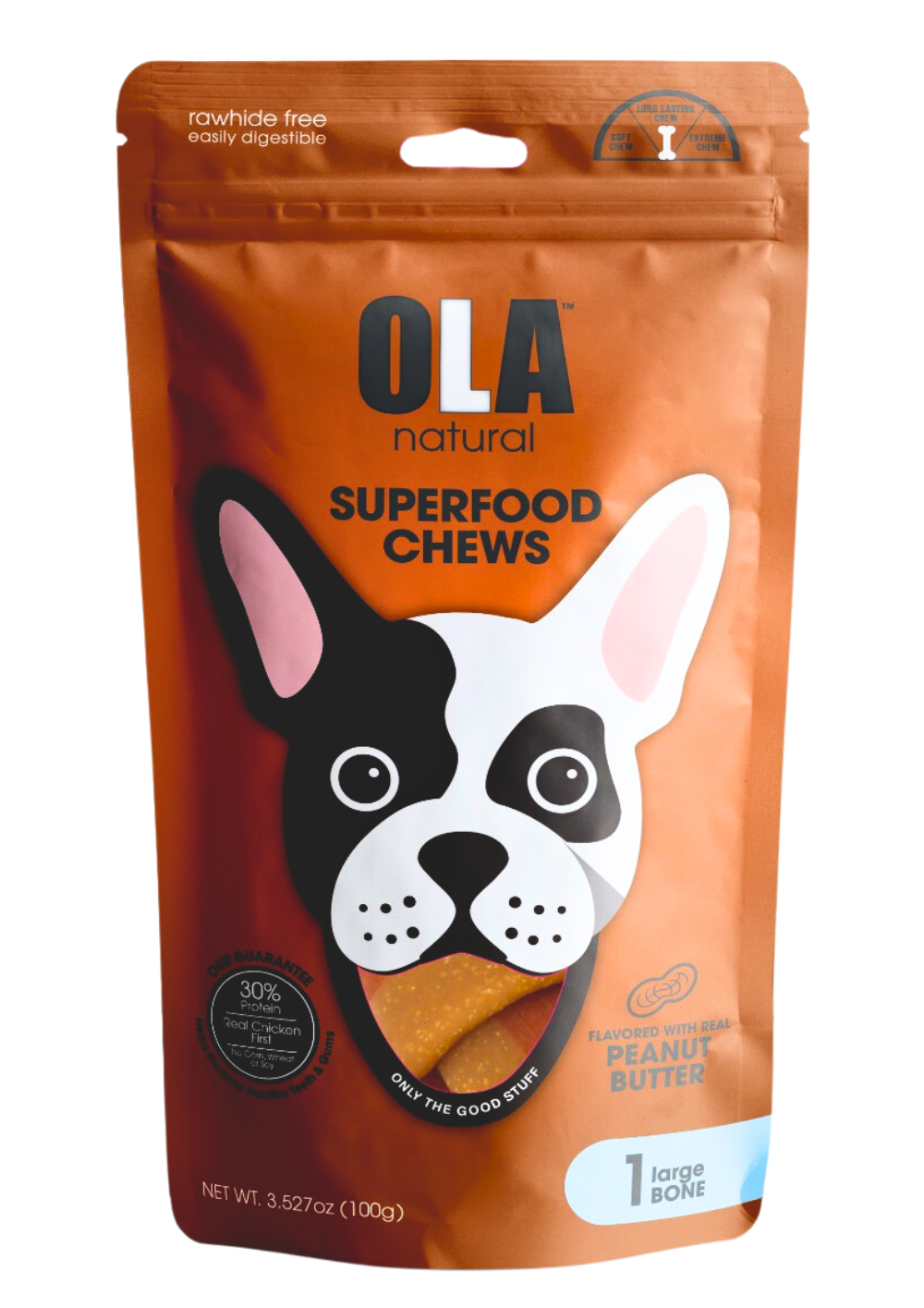 Ola Natural Peanut Butter Dog Treats 1 Large Bone 100g