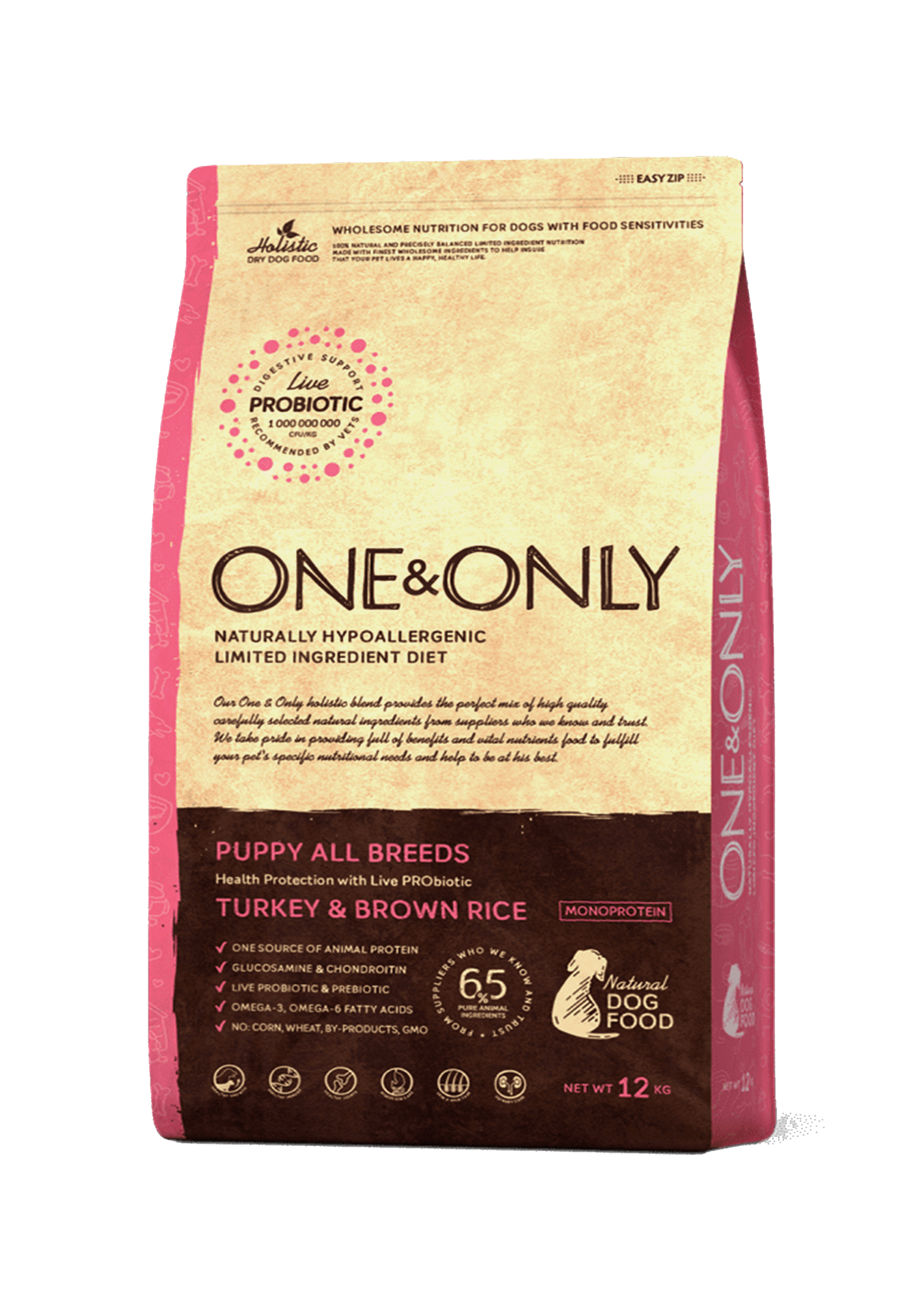 ONE&ONLY Turkey With Rice For Puppies Of All Breeds 12kg