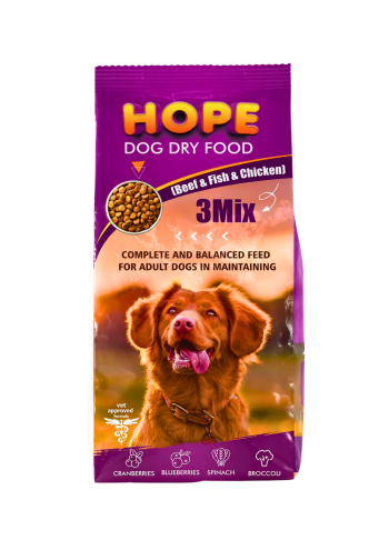 Hope Adult Dog Dry Food, 3Mix with Beef, Fish & Chicken, 18 kg