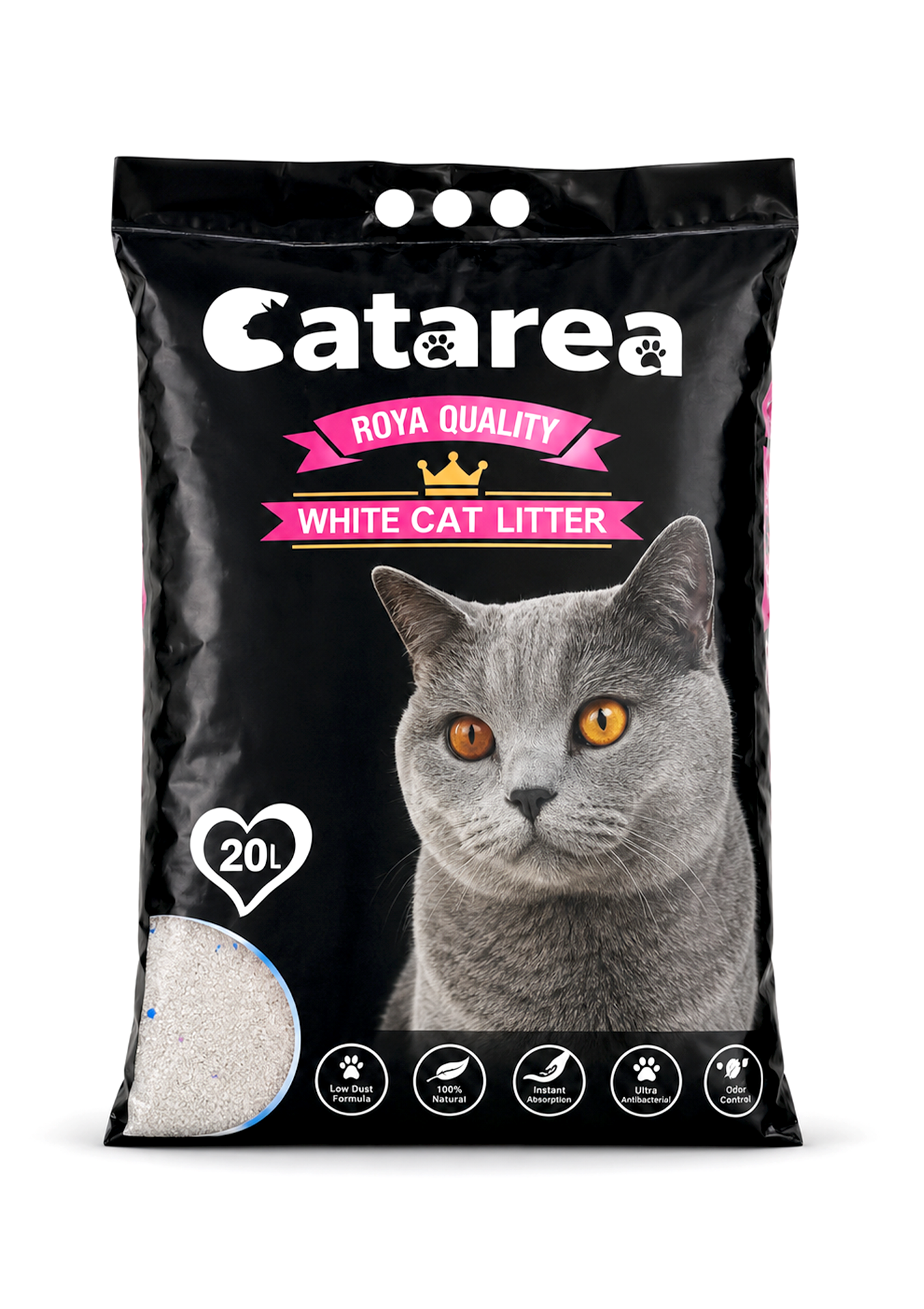 10 Catarea White Cat Litter Baby Powder Scent 20L - Image 1