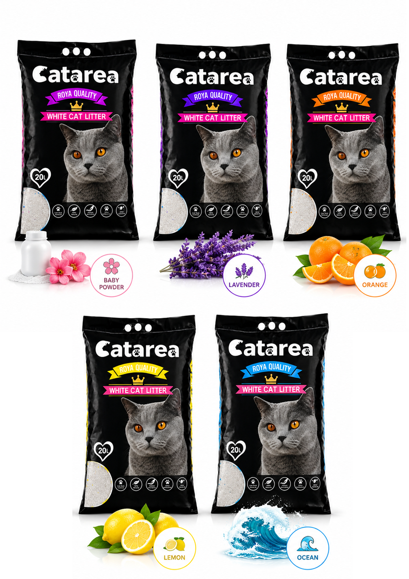 2020 Catarea White Cat Litter Clumping 20L - Image 1