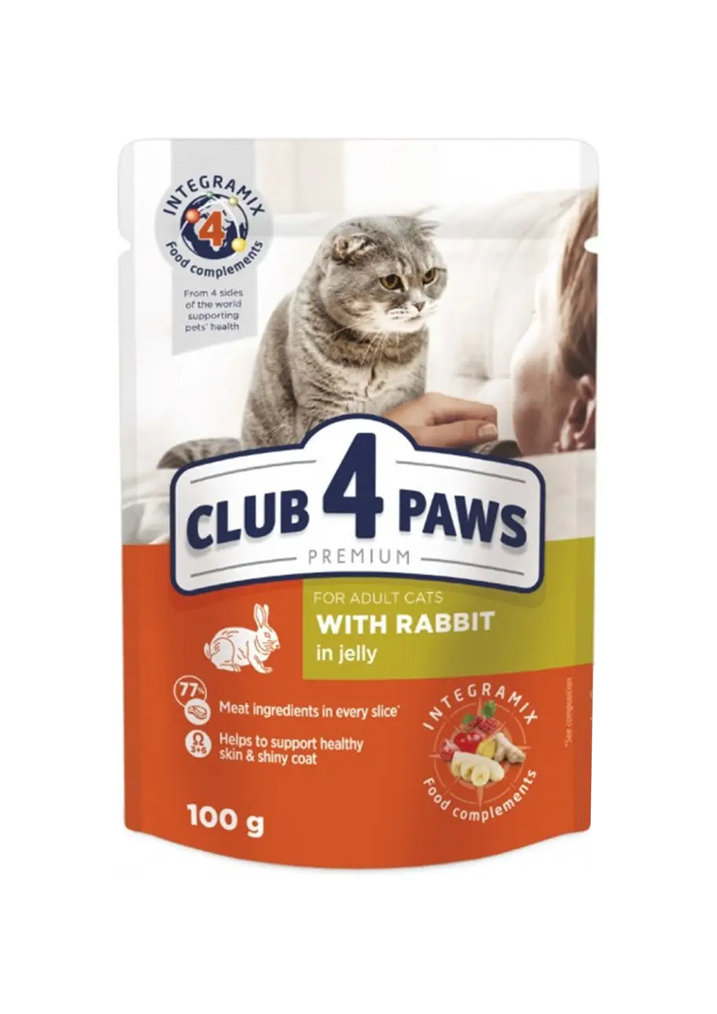 44 Club 4 Paws Cat Wet Food Adult with rabbit 100g - Image 1