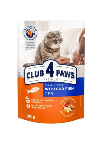 Club 4 Paws Cat Wet Food Adult with Cod Fish 80 g