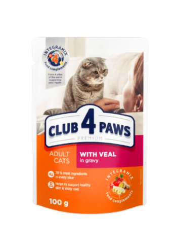Club 4 Paws Adult Cat Wet Food With Veal 100g