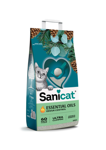 Sanicat Essential Oils Cedar And Eucalyptus Ultra Clumping Cat Litter 10kg