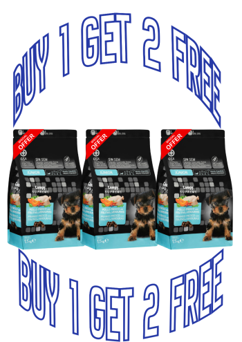 BUY 1 GET 2 FREE "Compy Supreme Junior Dog Food with Fresh Chicken, Fruits and Vegetables for Small Breeds 1.5kg"