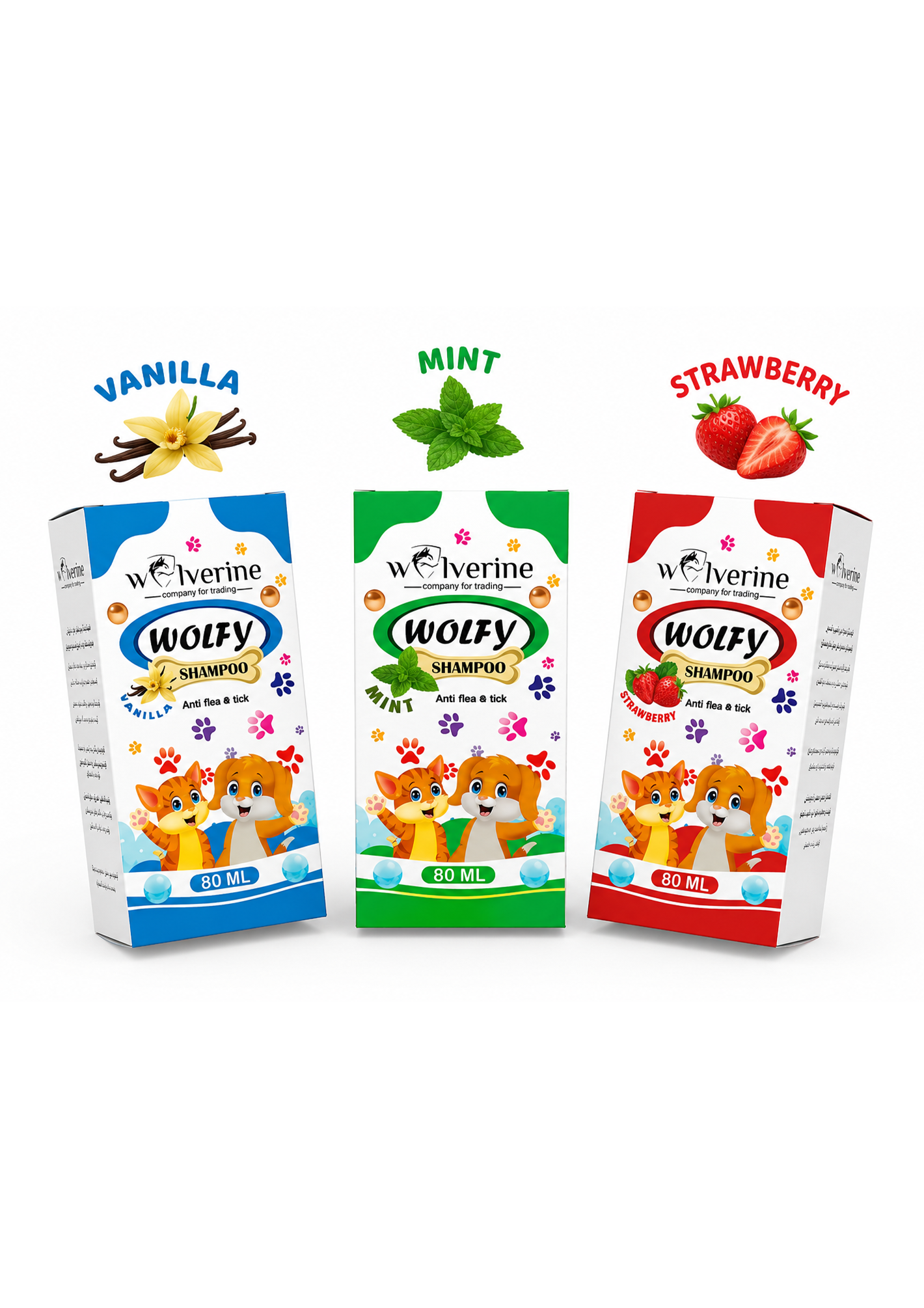 w4 Wolverine Wolfy Shampoo Anti Flea And Tick with Strawberry, Mint & Vanilla 80ml - Image 1