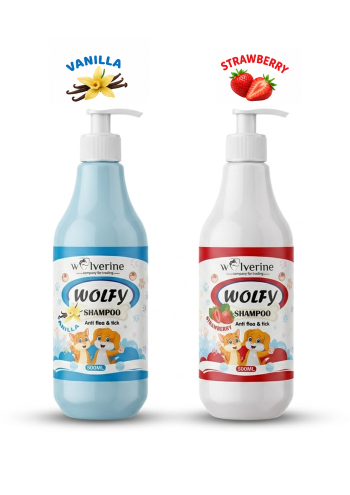 Wolverine Wolfy Shampoo Anti Flea And Tick with Strawberry, Mint & Vanilla 500ml