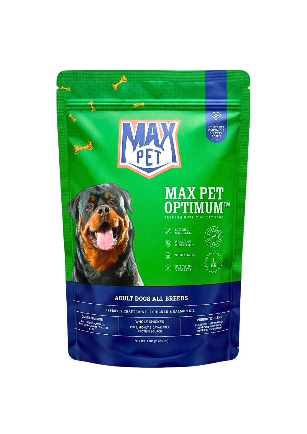 templet (34) Max Pet Optimum For Adult Dogs All Breed 1KG - الصورة 1