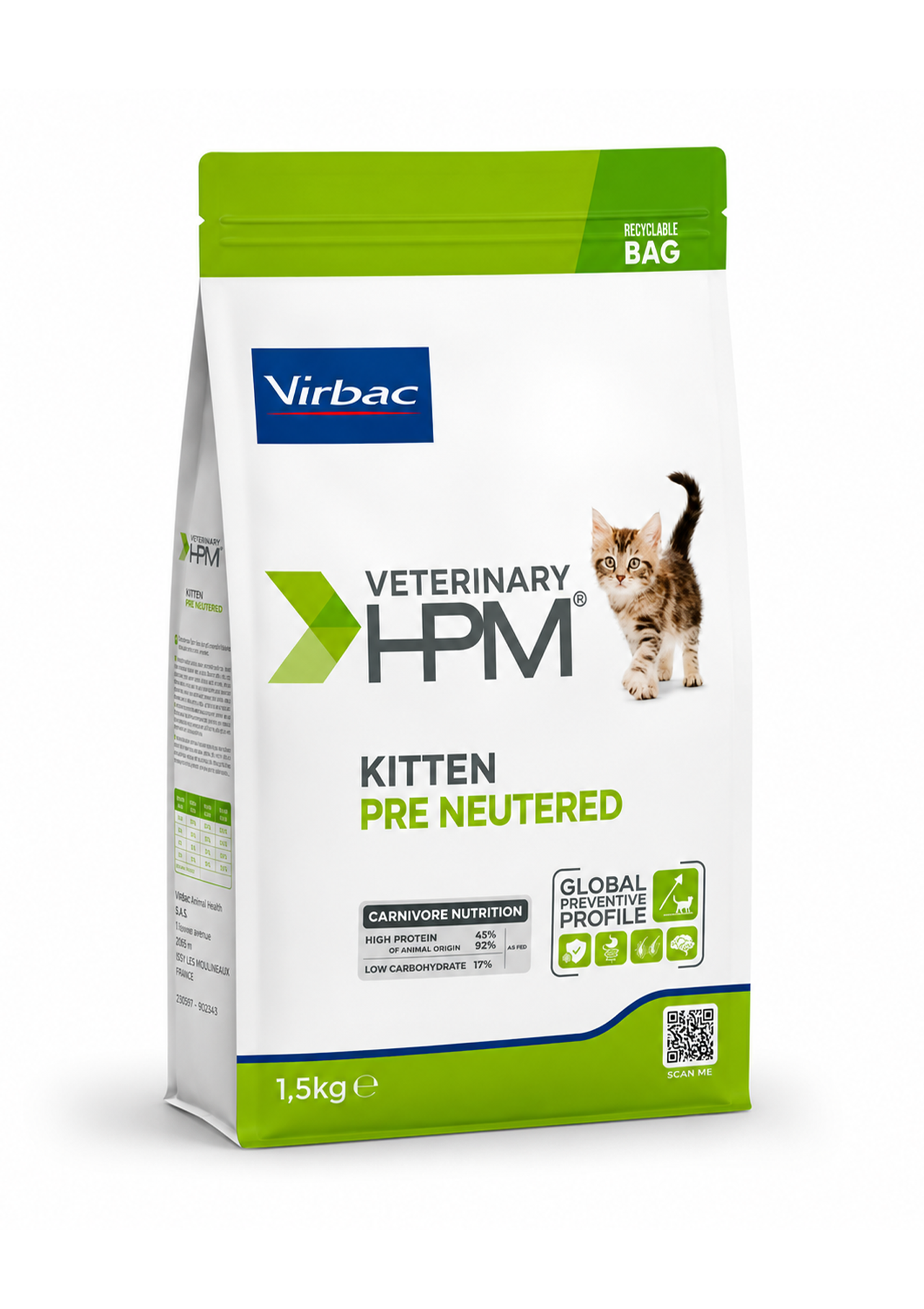 virbac1.5 Virbac Veterinary HPM Kitten Pre Neutered 1.5kg - Image 1