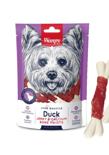 Wanpy Oven Roasted Duck Jerky & Calcium Bone Twists 100g