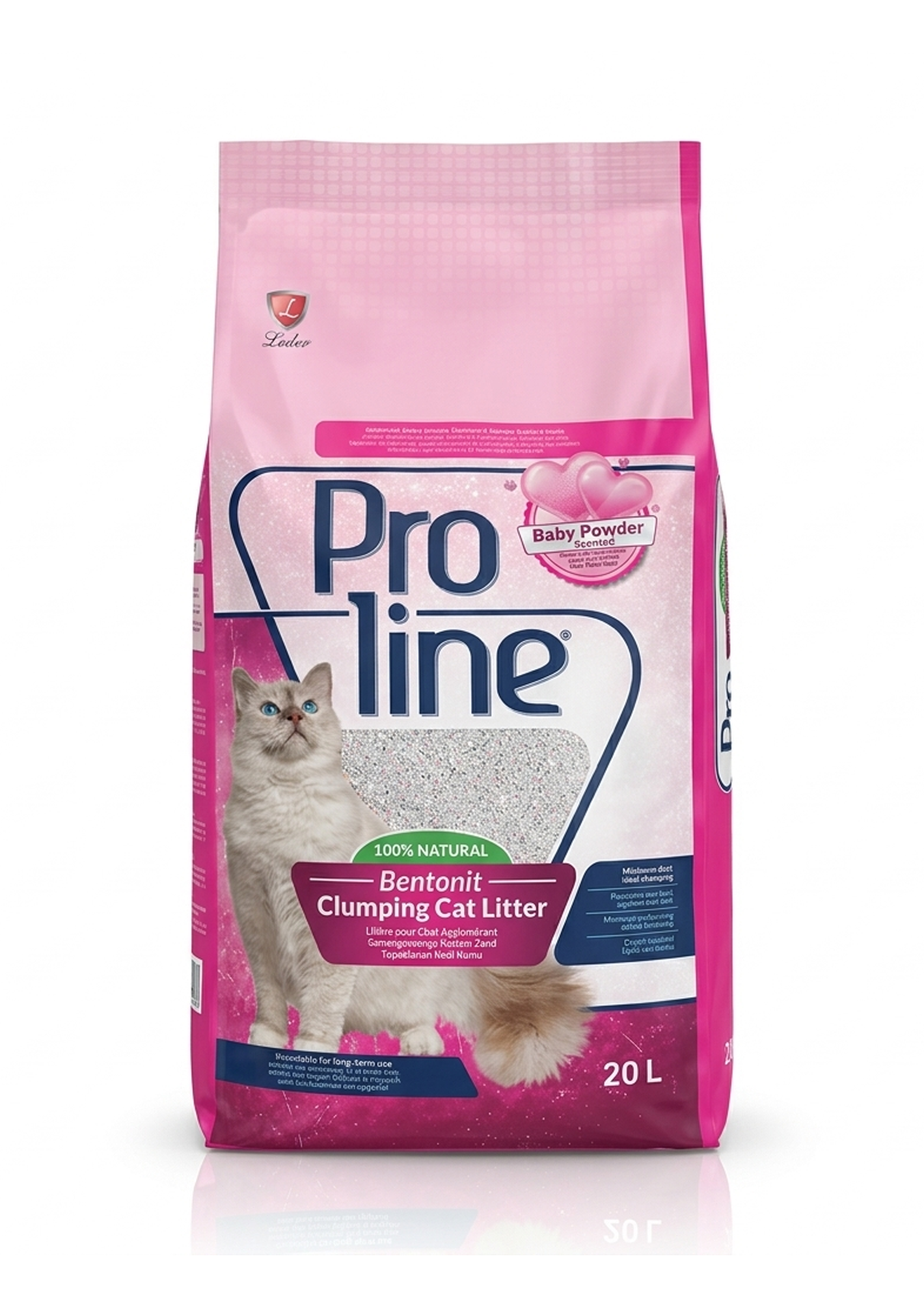 20 Proline Bentonite Clumping Cat Litter Baby Powder Scent 20L - Image 1