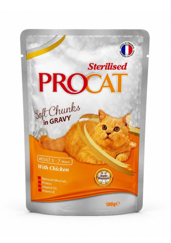 Procat Sterilised Soft Chunks in Gravy Chicken Flavor 100g