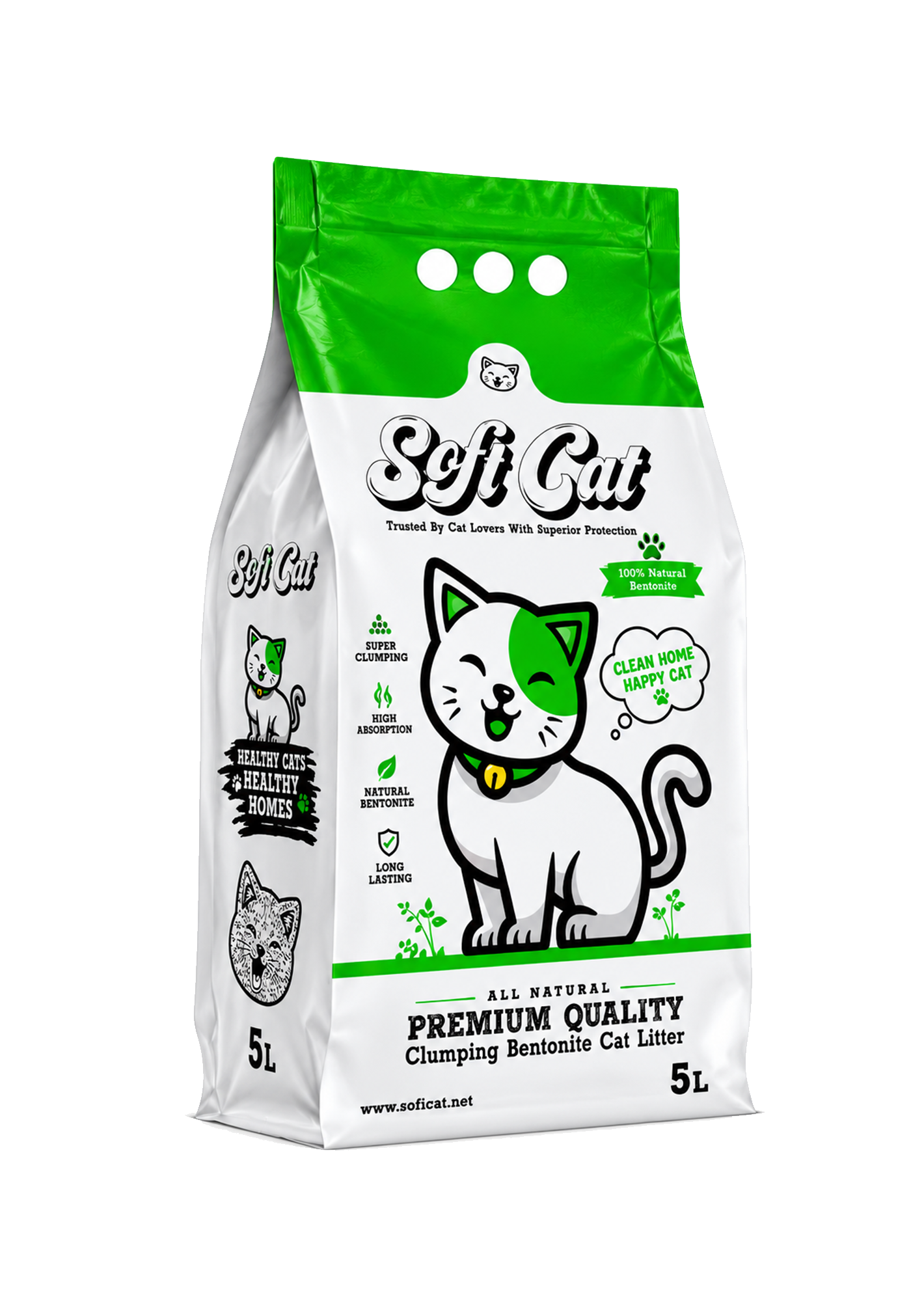 soft1 Soft Cat Premium Bentonite Cat Litter with Aloe Vera 5L - Image 1